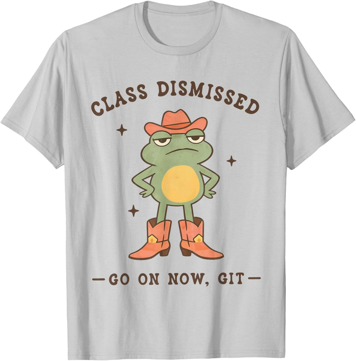 Funny Western Cowboy Frog Last Day of School Class Dismissed T-Shirt - T-Shirt | Ash