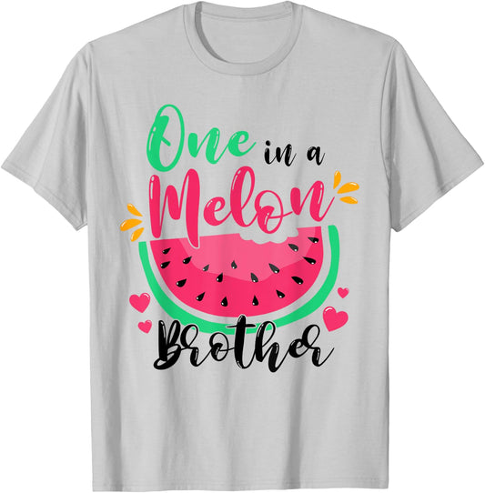 One in a Melon Brother Summer Birthday Party Matching Family T-Shirt - T-Shirt | Ash