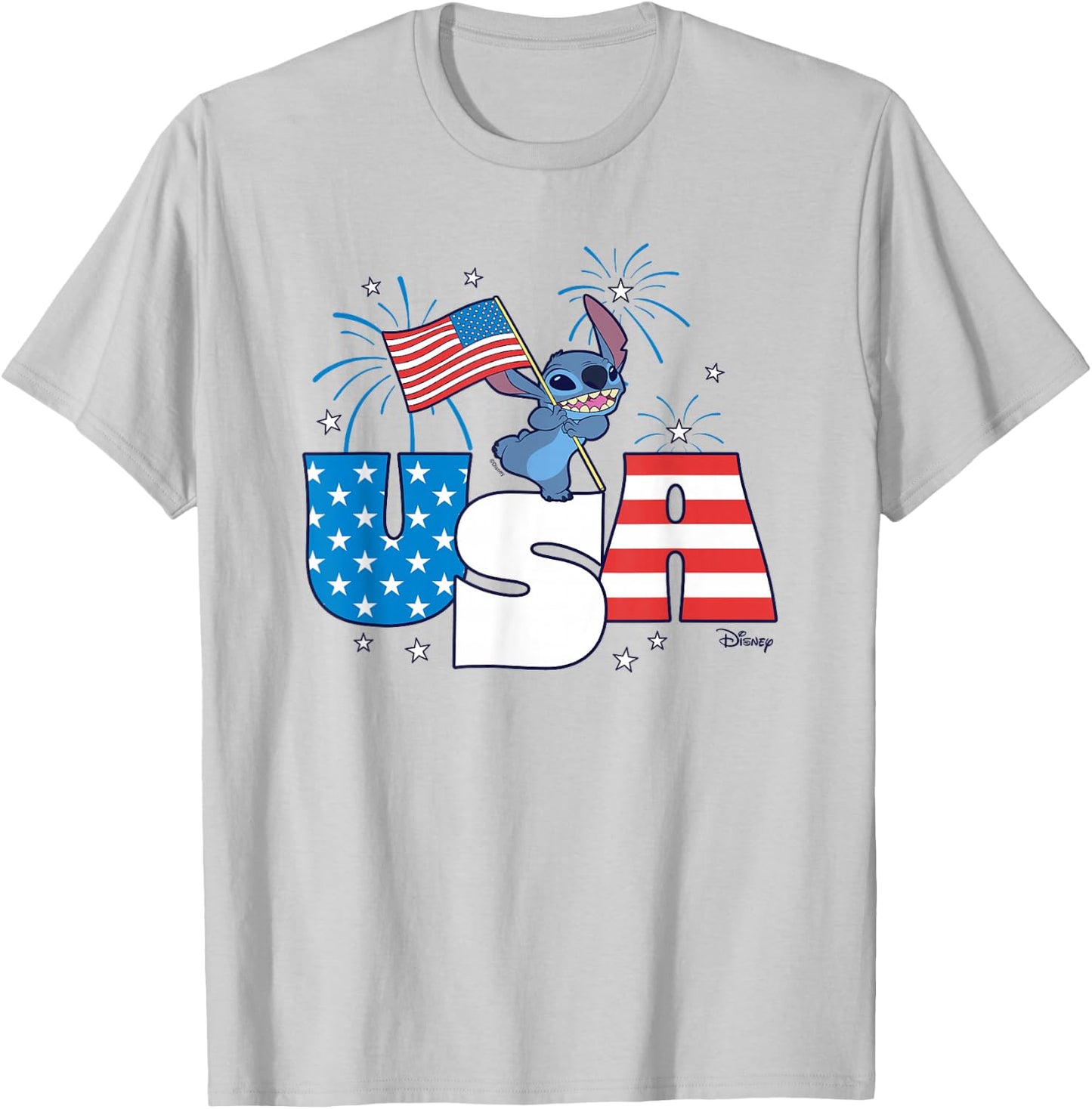 Disney Lilo & Stitch Fireworks 4th of July T-Shirt - T-Shirt | Ash