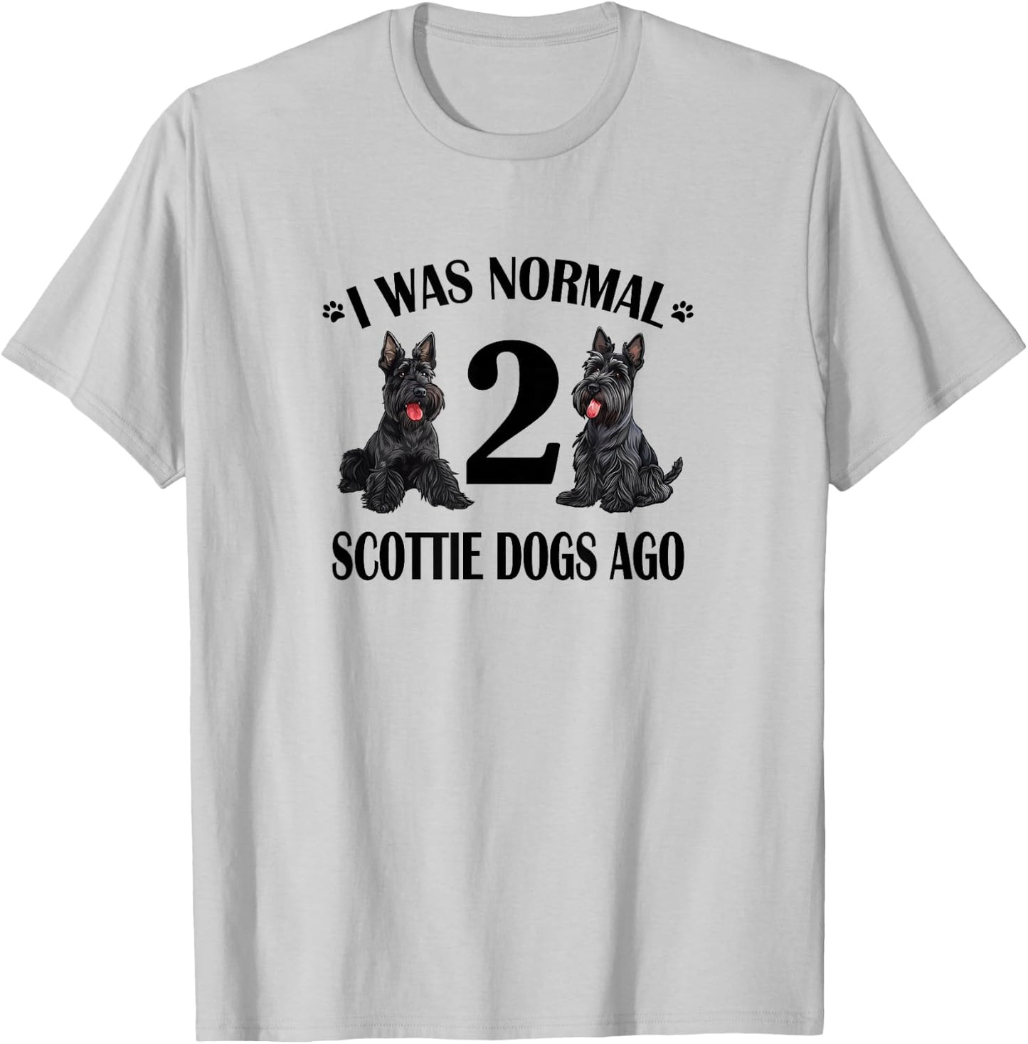 Cute Normal Two 2 Scottie Dogs Ago Scottish Terrier Lover T-Shirt - T-Shirt | Ash
