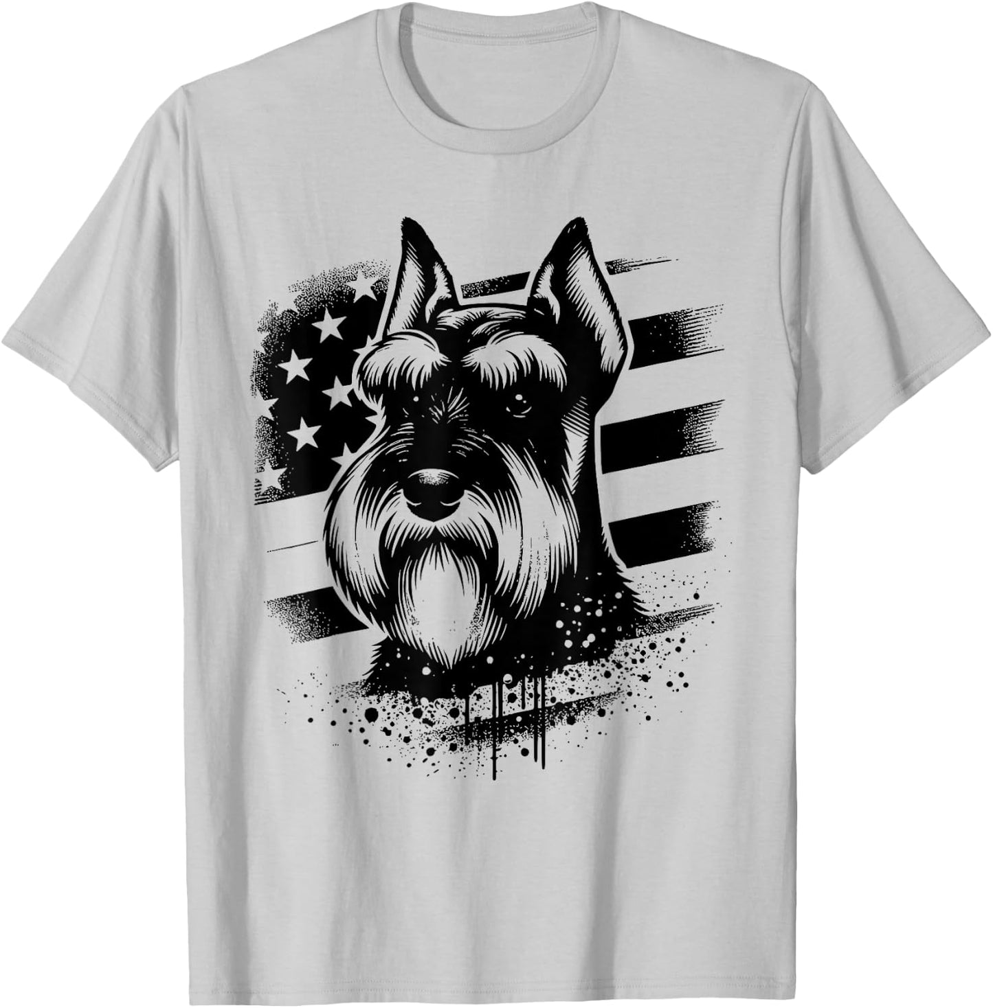 Standard Schnauzer 4th Of July Patriotic Dog American Flag Women Kids Men T-Shirt - T-Shirt | Ash