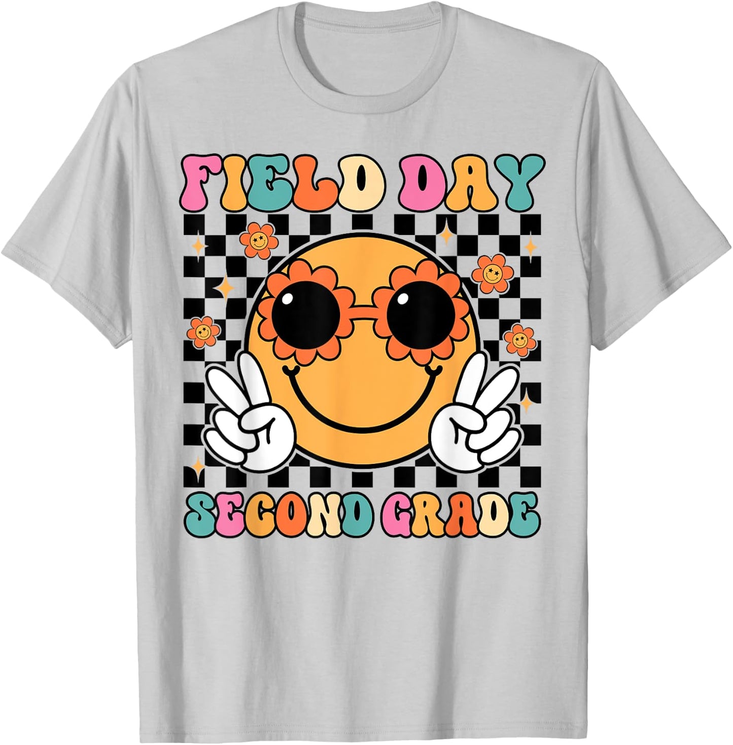 Field Day Second 2nd Grade Teacher Kids Trip School Groovy T-Shirt - T-Shirt | Ash