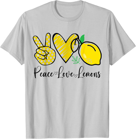 Peace Love Lemon Farmer Cocktails Lover Fruits Women T-Shirt - T-Shirt | Ash