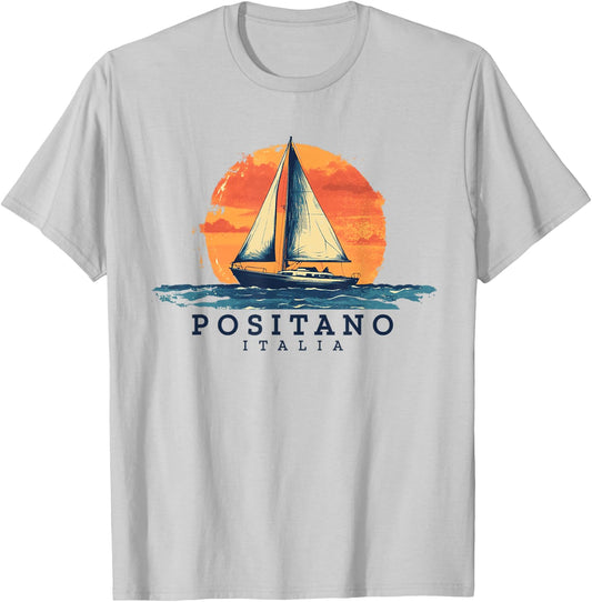 Positano Italy Sailing Souvenir Sailboat Sailor T-Shirt - T-Shirt | Ash