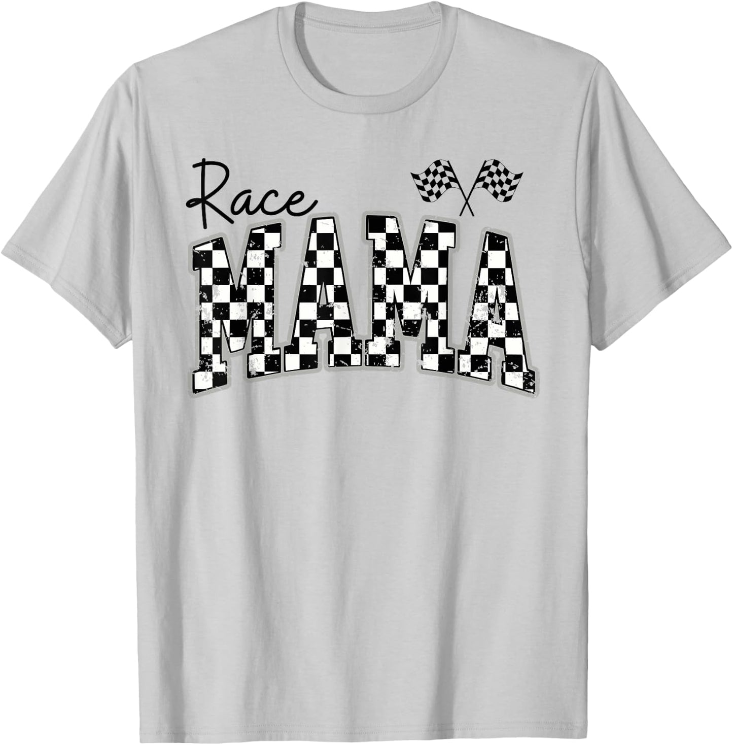 Race Mama Checkered Flag Racing Mom T-Shirt - T-Shirt | Ash
