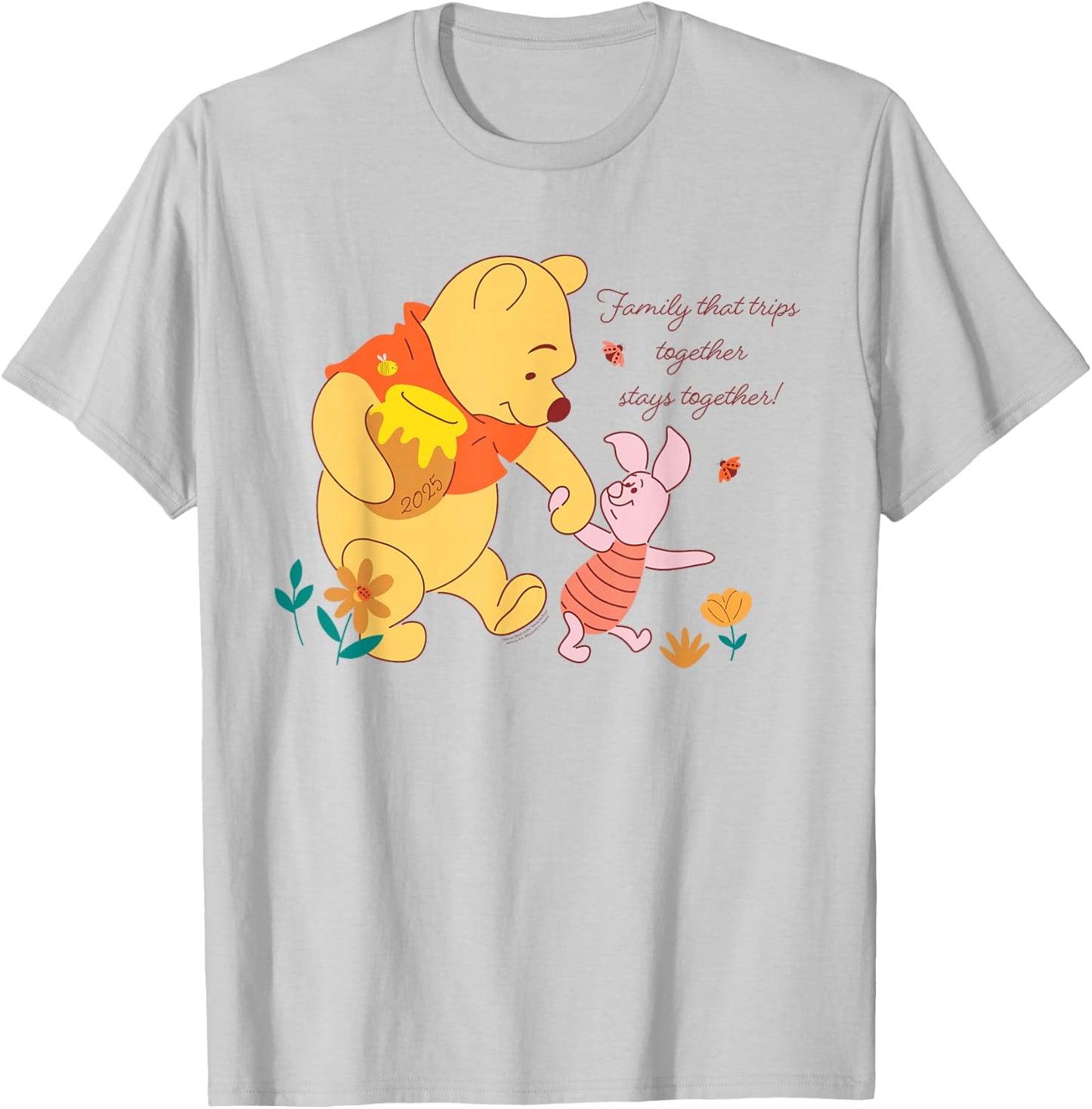 Disney Winnie The Pooh & Piglet Family Trip Vacation 2025 T-Shirt - T-Shirt | Ash