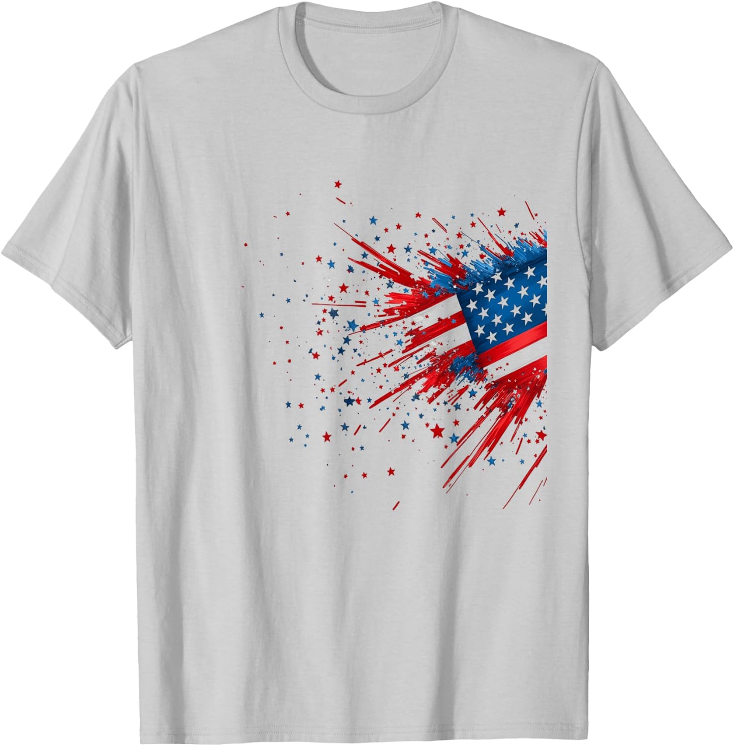 Abstract American Flag Patriotic Art T-Shirt - T-Shirt | Ash