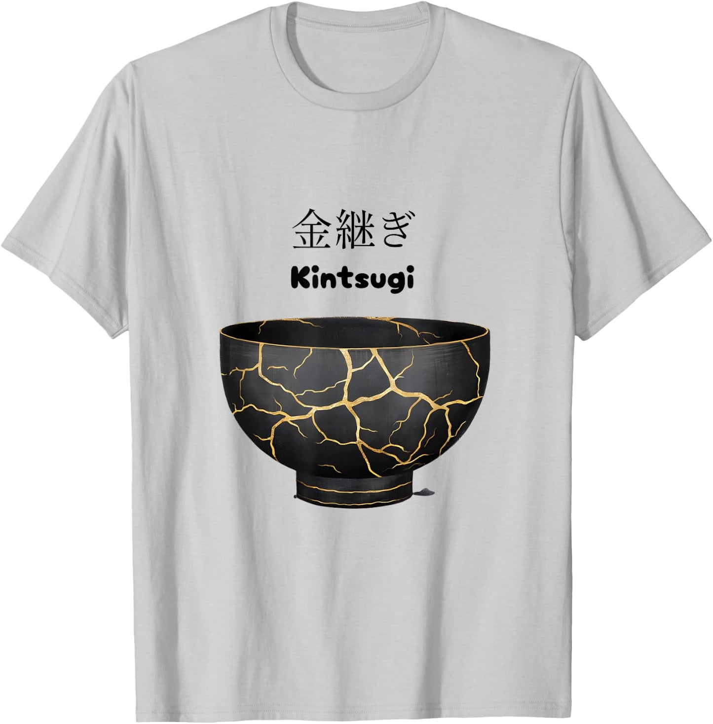 Japanese Kintsugi Bowl - Handcrafted Ceramic Art T-Shirt - T-Shirt | Ash