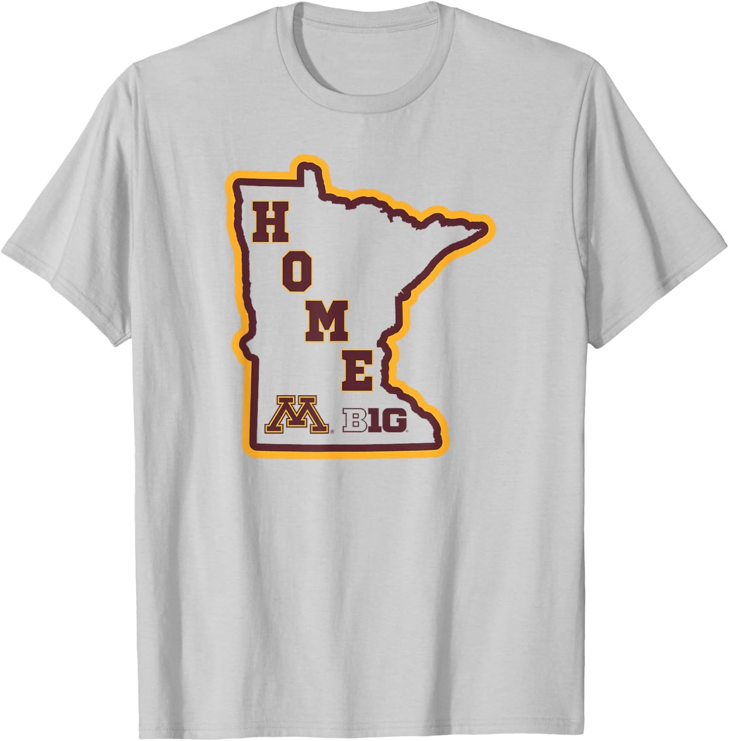 Minnesota Golden Gophers Big 10 Home State Logo T-Shirt - T-Shirt | Ash