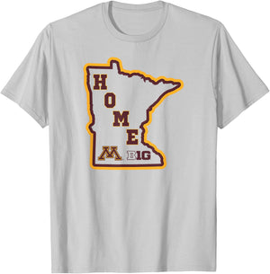 Minnesota Golden Gophers Big 10 Home State Logo T-Shirt - T-Shirt | Ash