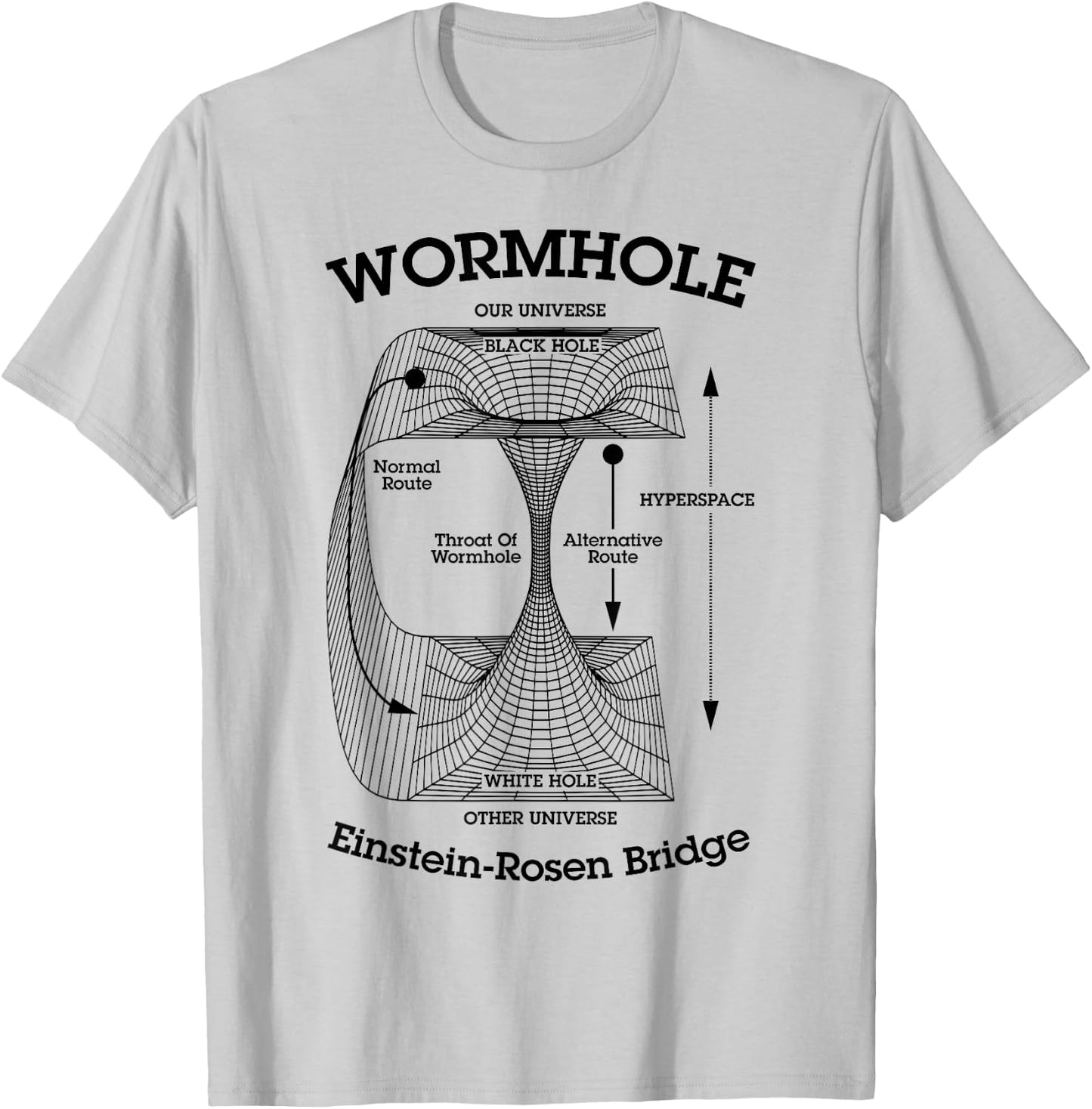 Wormhole Einstein-Rosen Bridge Black Hole Hyperspace Physics T-Shirt - T-Shirt | Ash