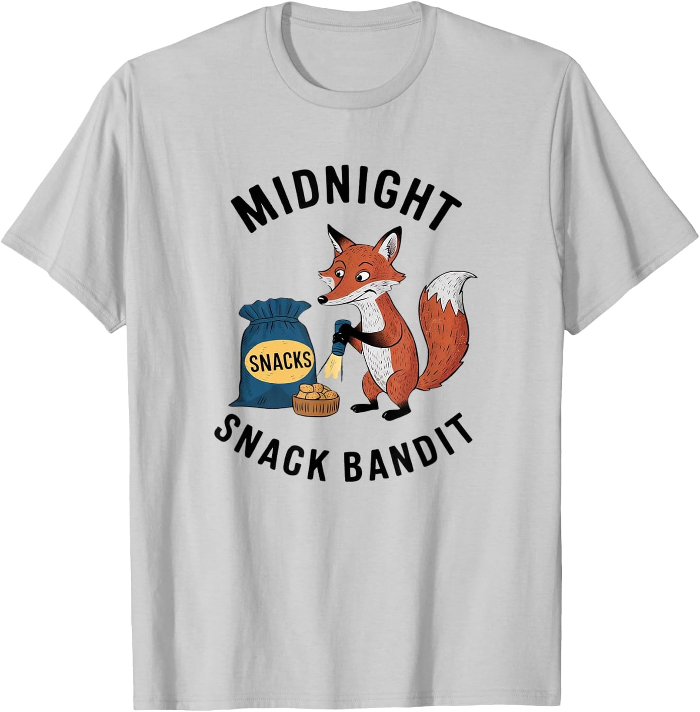 Midnight Snacks Bandit Funny Food Lover Snack Time Product T-Shirt - T-Shirt | Ash