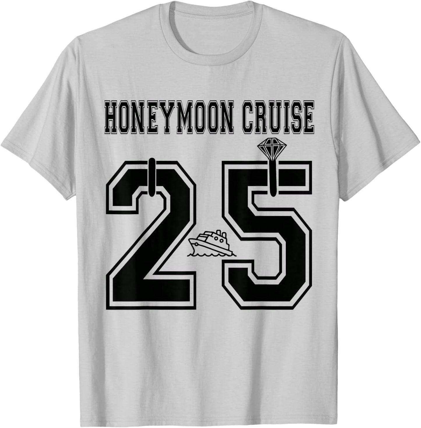 2025 Just Married Honeymoon Cruise Newlyweds Wife Husband T-Shirt - T-Shirt | Ash