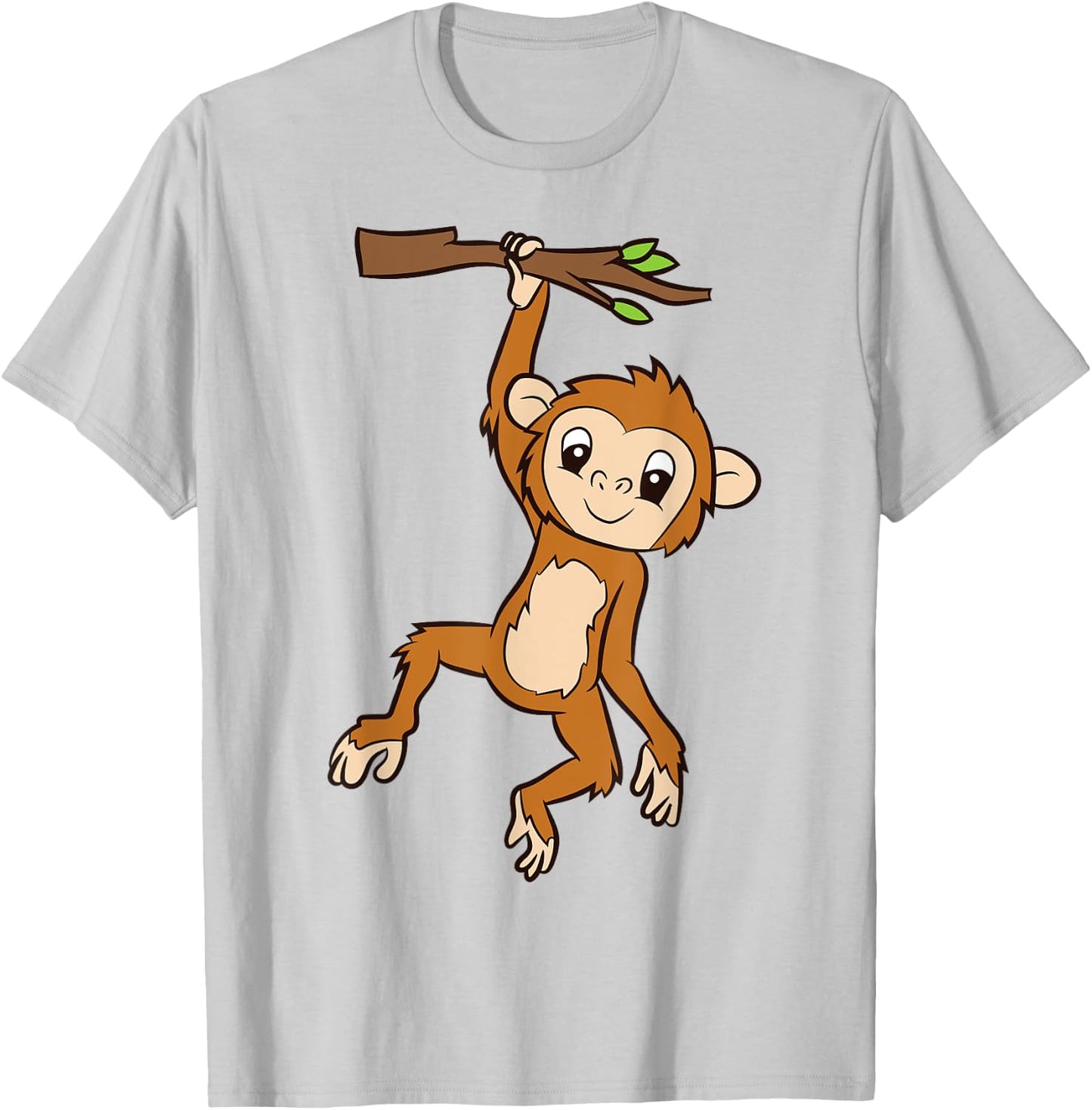 Monkey Hanging On Branch Ape Monkey T-Shirt - T-Shirt | Ash