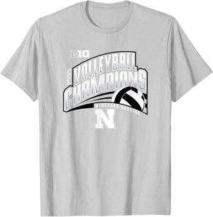 Nebraska Cornhuskers Big Ten Champs 2025 Volleyball T-Shirt - T-Shirt | Ash