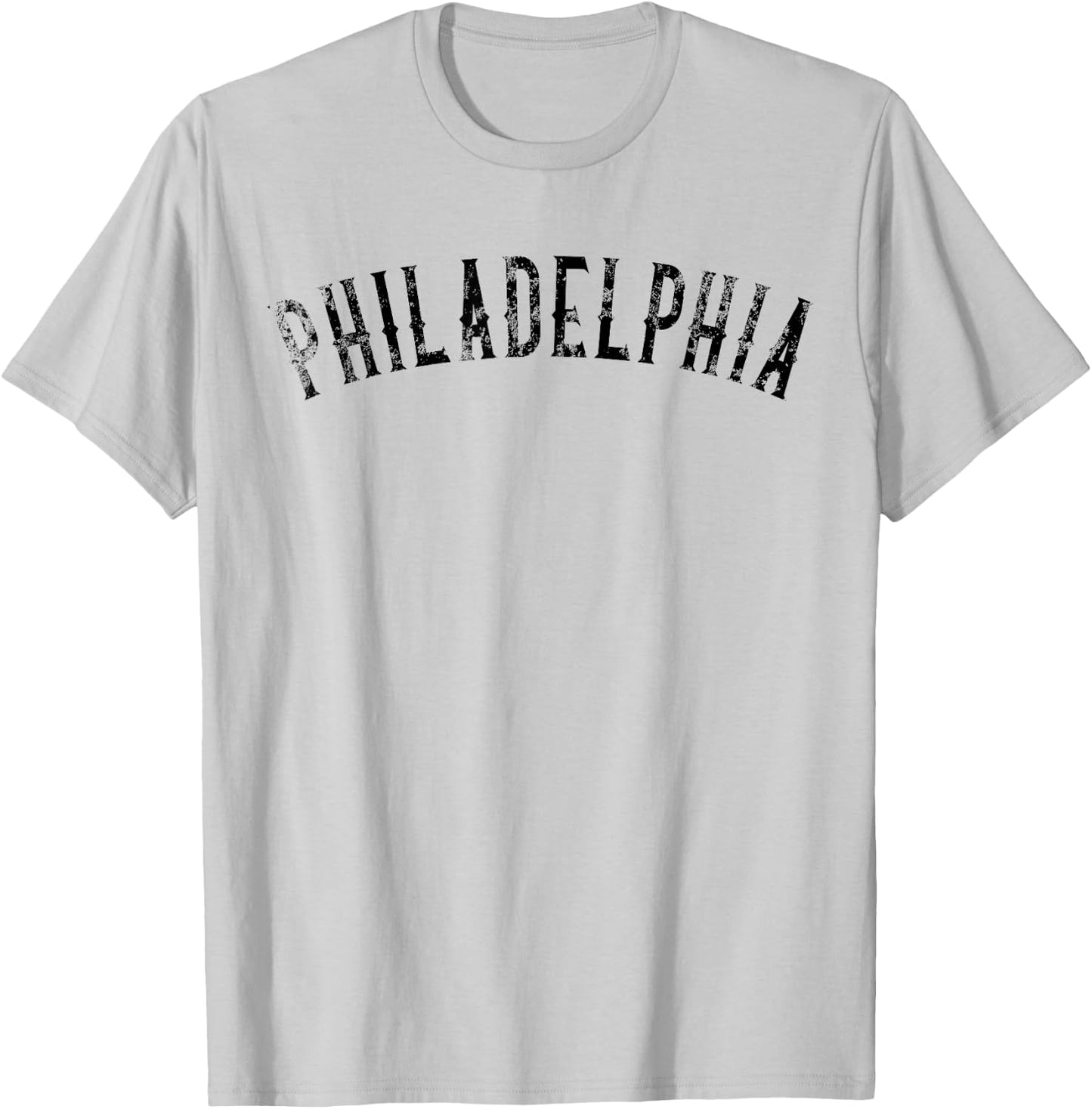 Vintage Philadelphia Distressed Philly Black Text Apparel T-Shirt - T-Shirt | Ash