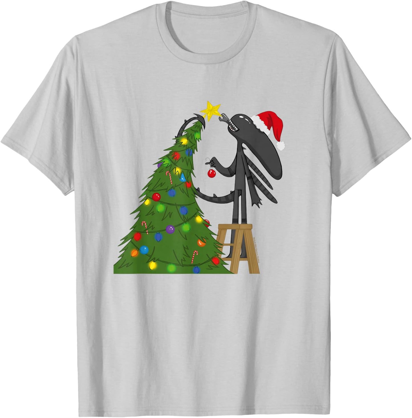 Aliens Cute Animated Xen Ready For Christmas Big Chest Logo T-Shirt - T-Shirt | Ash
