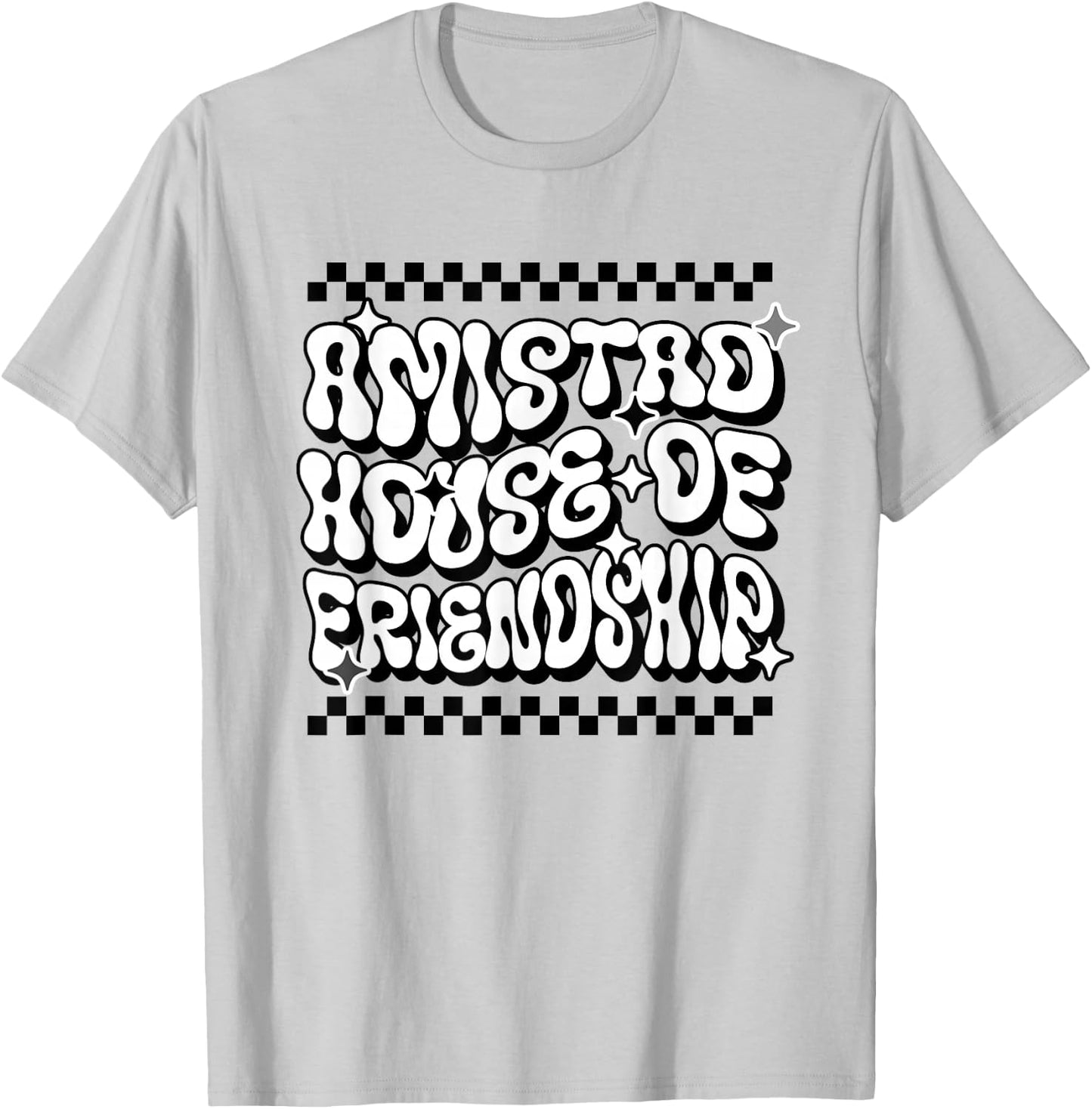 AMISTAD House Of Friendship Red Retro Groovy Social AMISTAD T-Shirt - T-Shirt | Ash