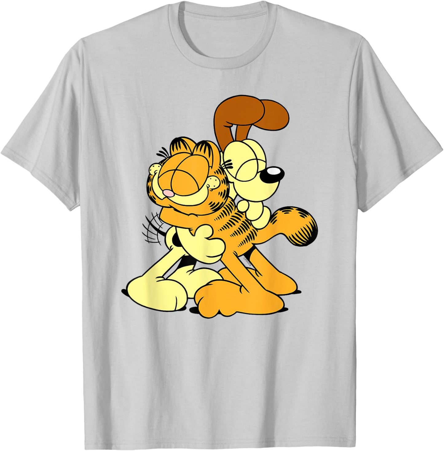 Garfield & Odie Hugging Cute Cartoon Cat and Dog T-Shirt - T-Shirt | Ash