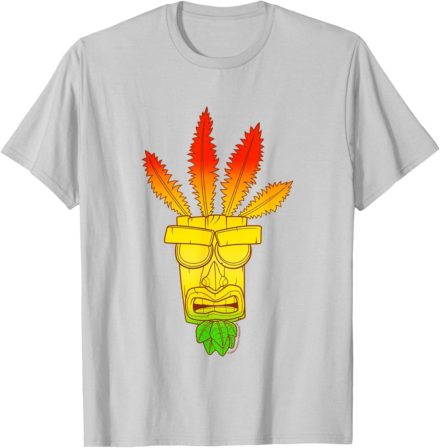 Crash Bandicoot Aku Aku Gradient Colors Chest Logo T-Shirt - T-Shirt | Ash