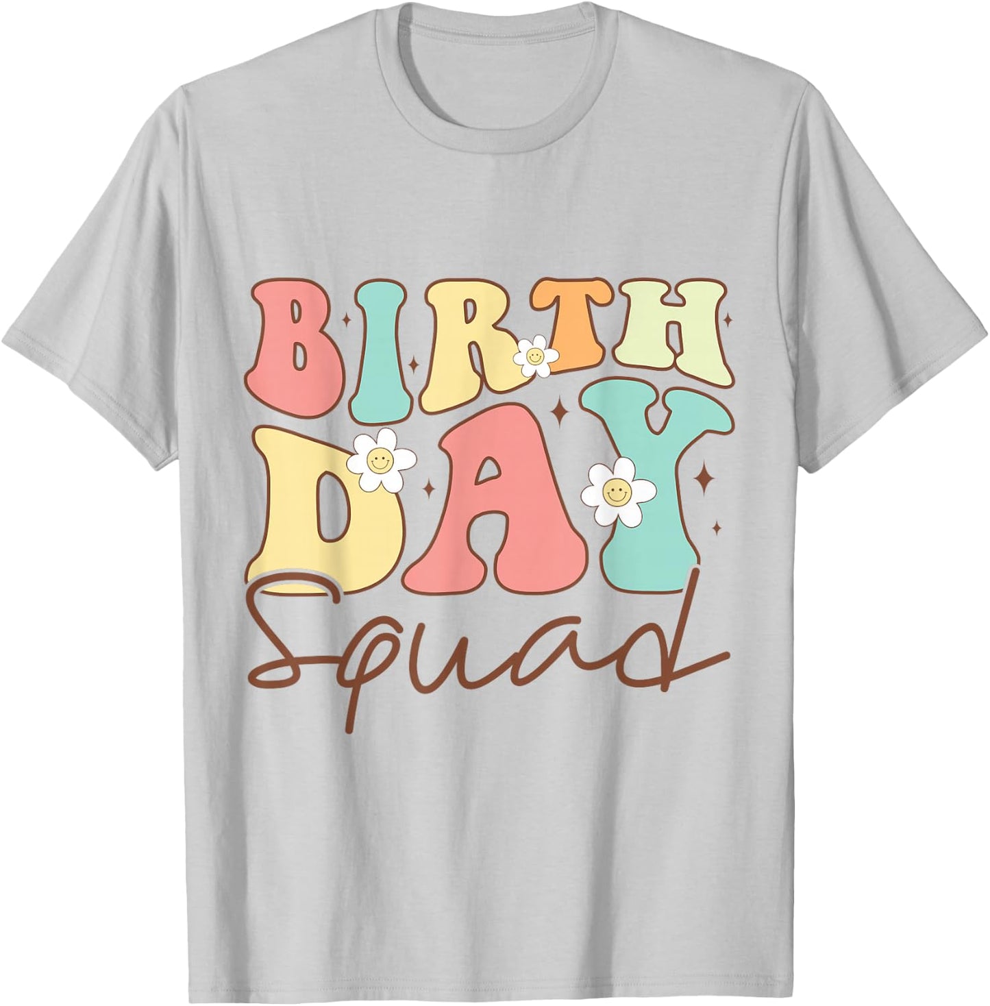 Retro Birthday Squad Matching Family Group Birthday Team T-Shirt - T-Shirt | Ash