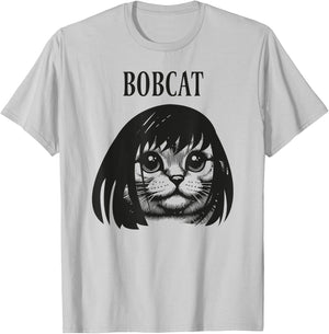 Funny cat bob hairstyle bobcat humorous cats cat lover kitty T-Shirt - T-Shirt | Ash