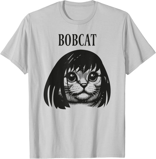Funny cat bob hairstyle bobcat humorous cats cat lover kitty T-Shirt - T-Shirt | Ash