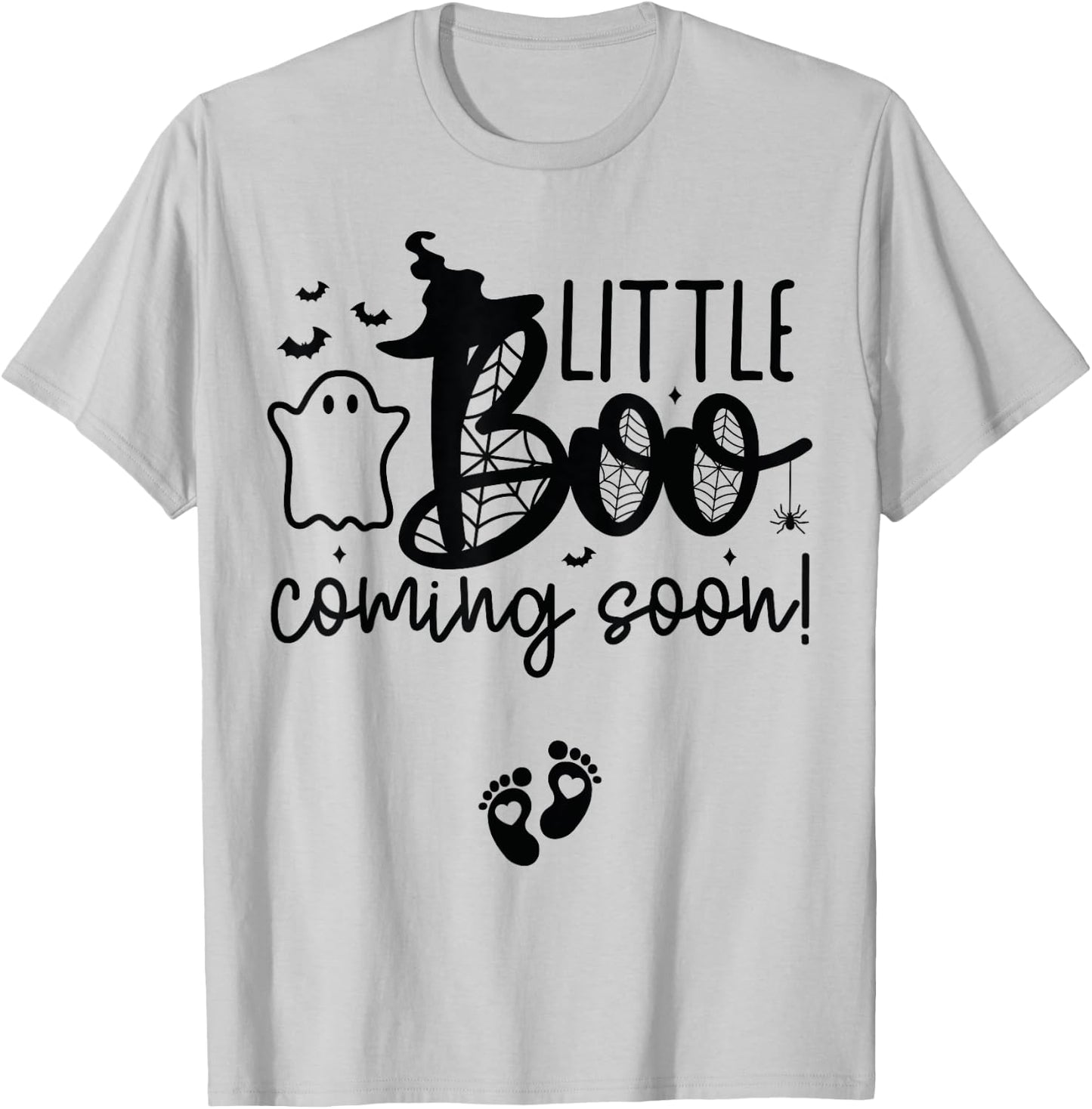Halloween Pregnancy Announcement Little Boo Coming Soon T-Shirt - T-Shirt | Ash