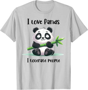 Funny Retro Sarcasm Quote I Love Pandas I Tolerate People T-Shirt - T-Shirt | Ash