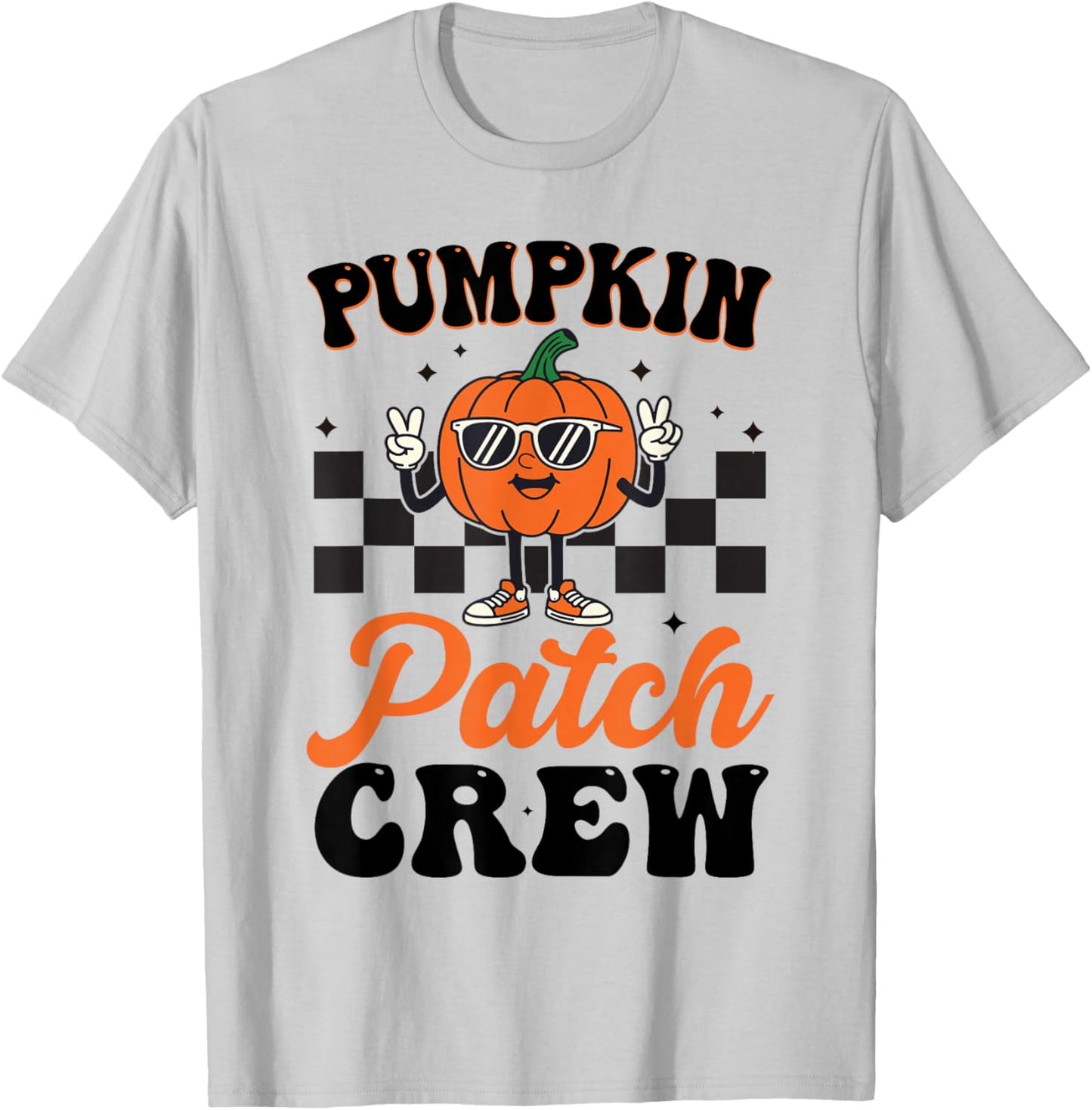 Pumpkin Patch Crew Matching Family Halloween Groovy T-Shirt - T-Shirt | Ash