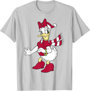 Disney Daisy Duck Classic Christmas Portrait T-Shirt - T-Shirt | Ash