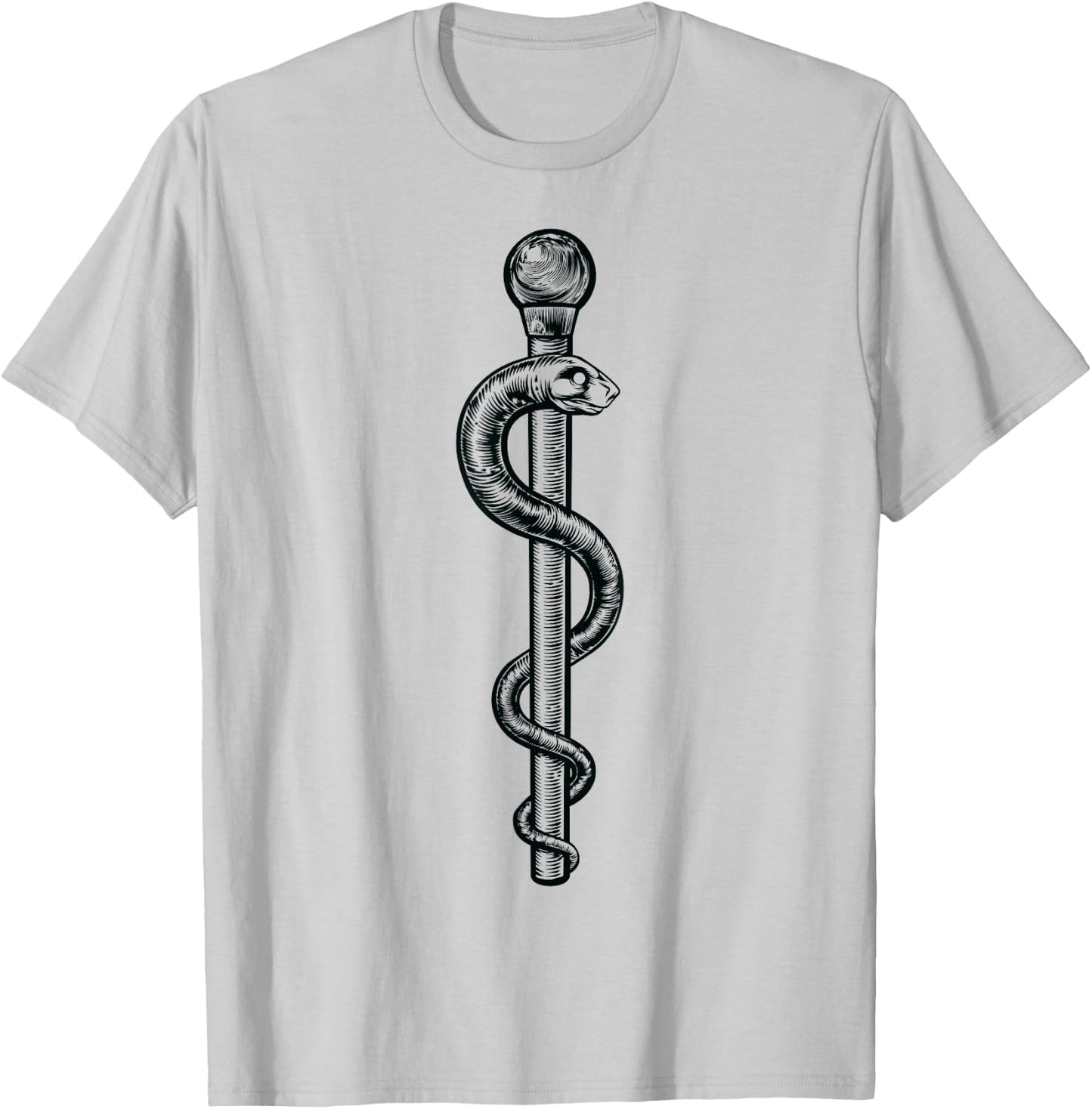 Rod of Asclepius Doctor Design T-Shirt - T-Shirt | Ash