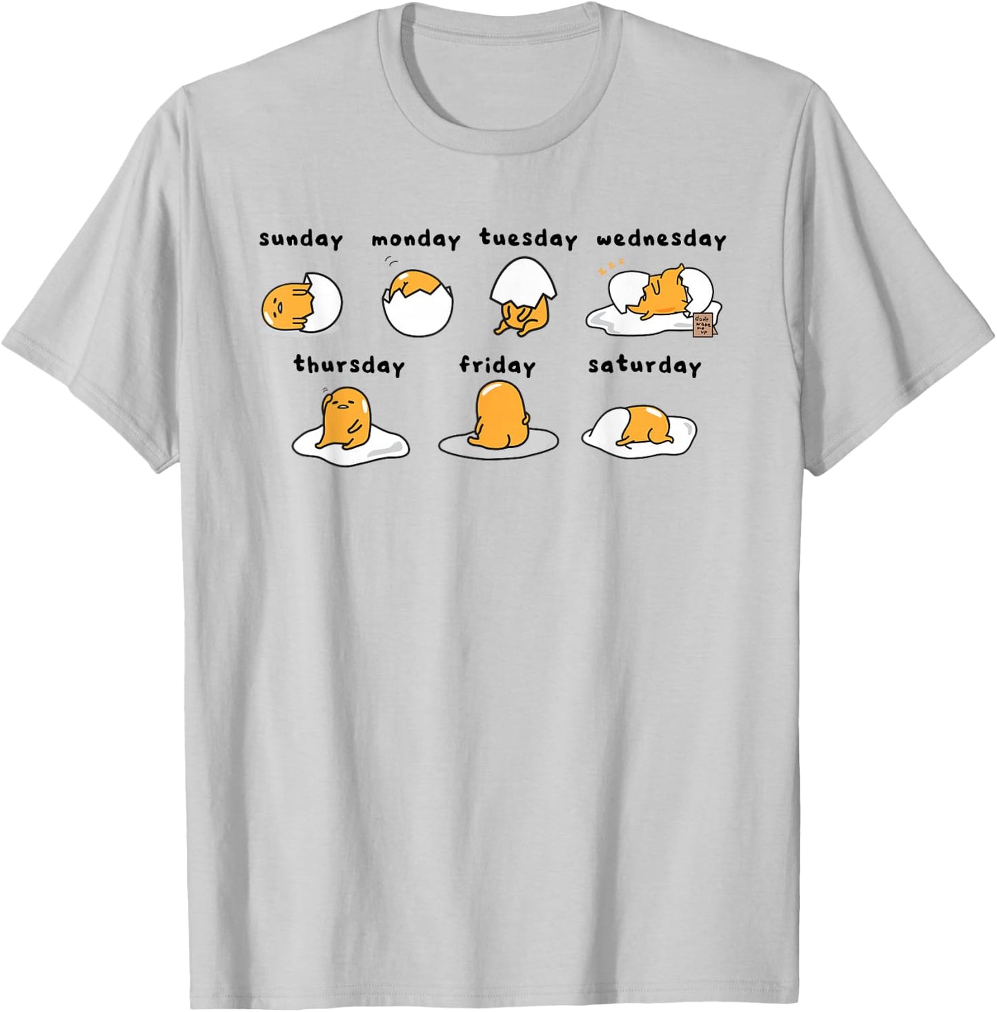 Gudetama Days of The Week T-Shirt - T-Shirt | Ash