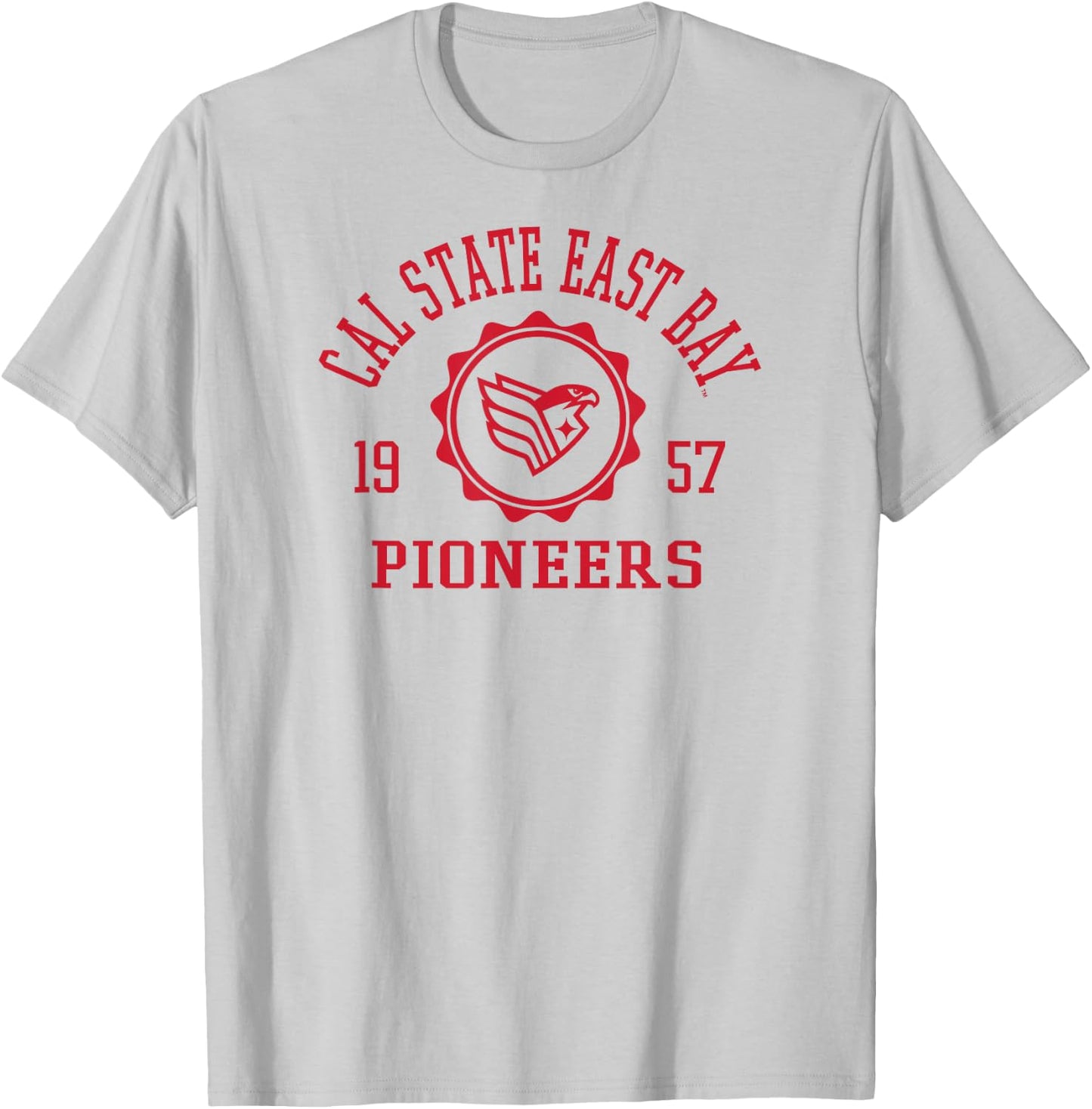 Cal State East Bay Pioneers Stamp Gray Officially Licensed T-Shirt - T-Shirt | Ash