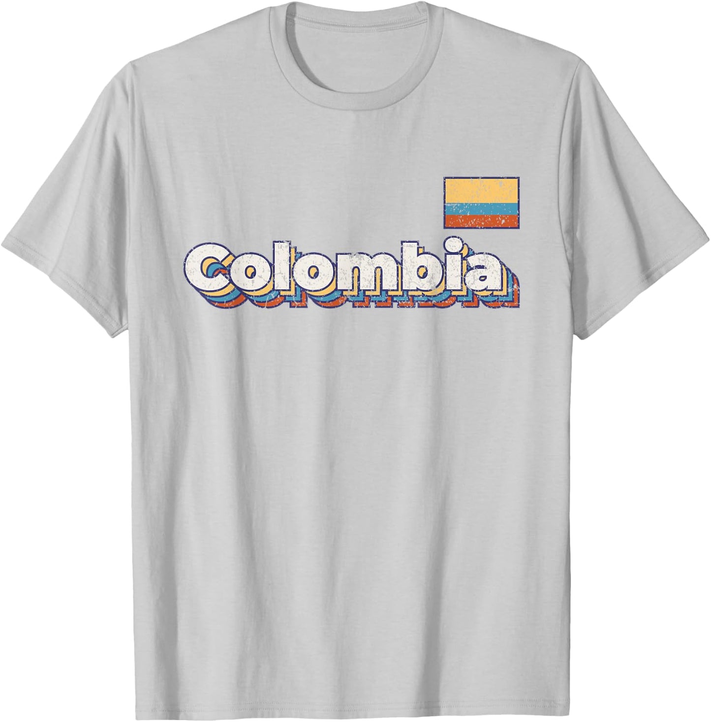 Vintage Retro Faded Colombia Flag Colombian Pride T-Shirt - T-Shirt | Ash