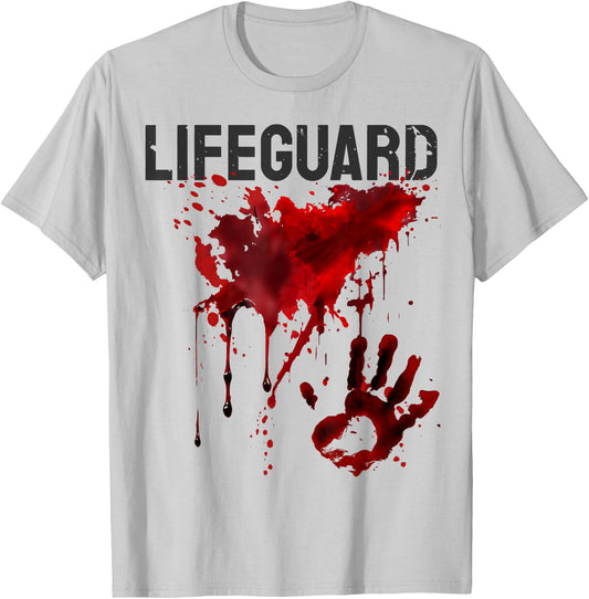Lifeguard Shirt Blood Splatter Nurse Halloween T-Shirt - T-Shirt | Ash