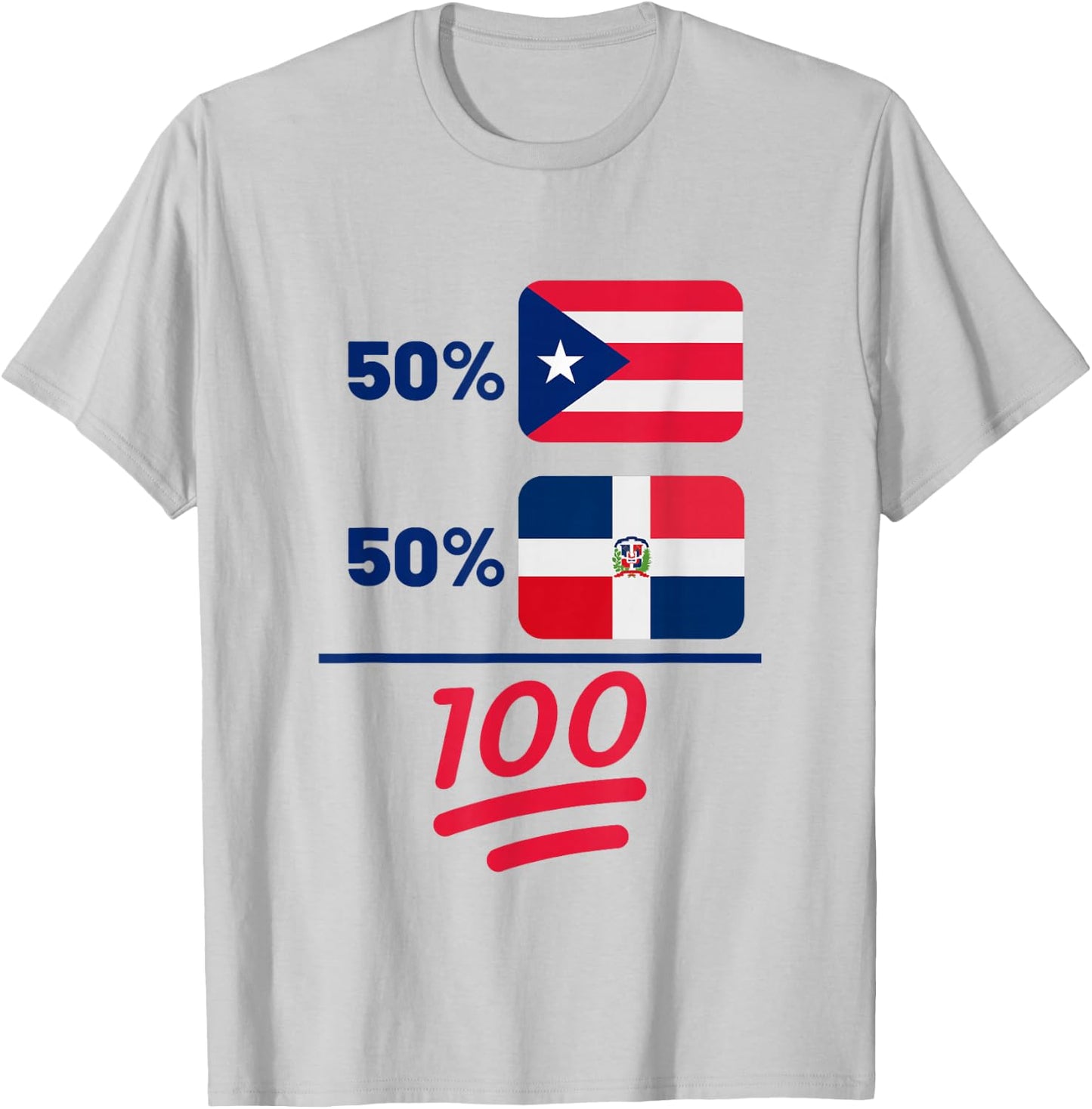 Puerto Rican Plus Dominican Heritage Nationality Flag T-Shirt - T-Shirt | Ash