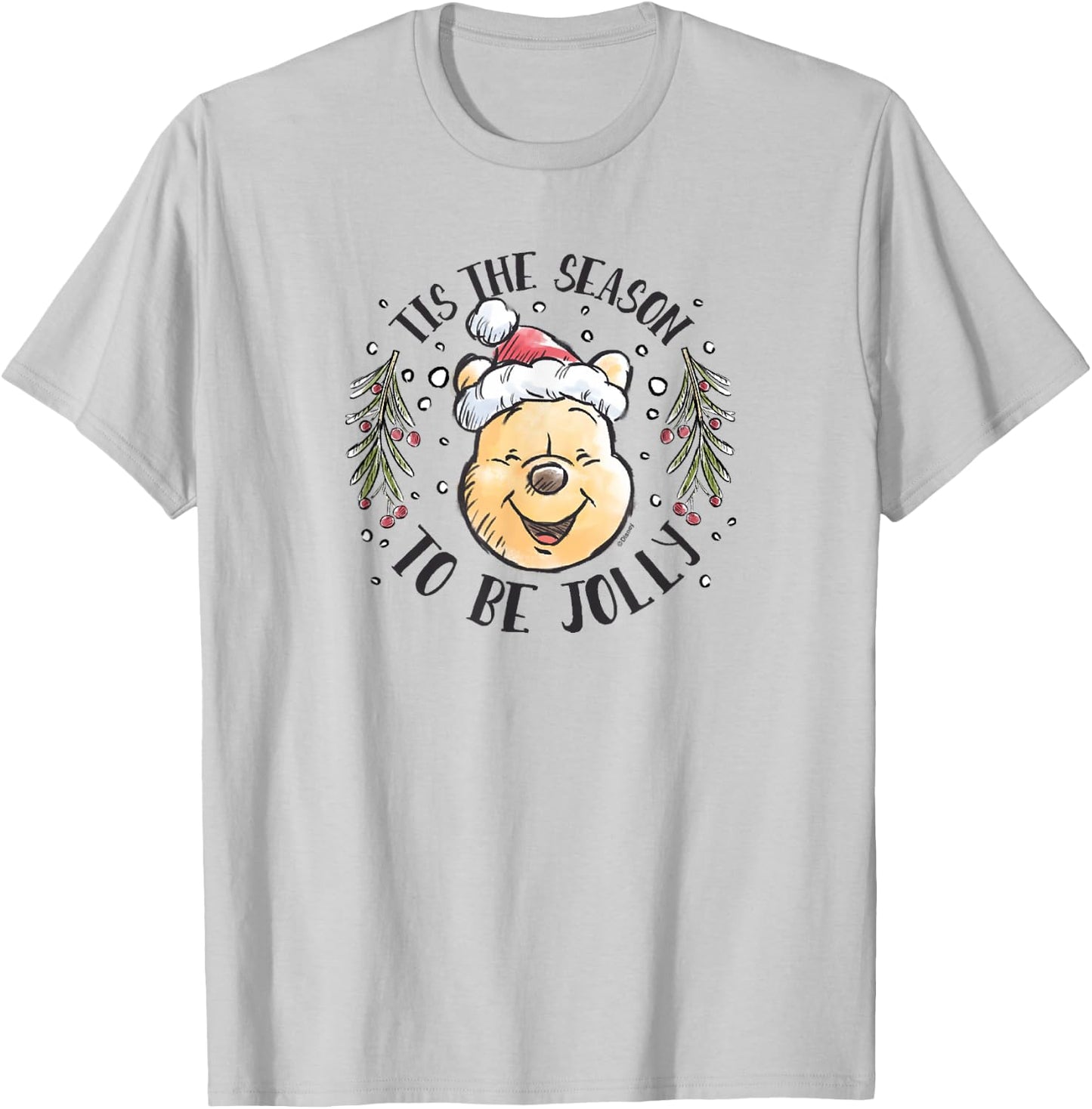 Winnie the Pooh - Tis The Season To Be Jolly Santa Hat T-Shirt - T-Shirt | Ash