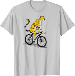 Funny Cheetah Cycling & Biking Humor for Bicyclists T-Shirt - T-Shirt | Ash