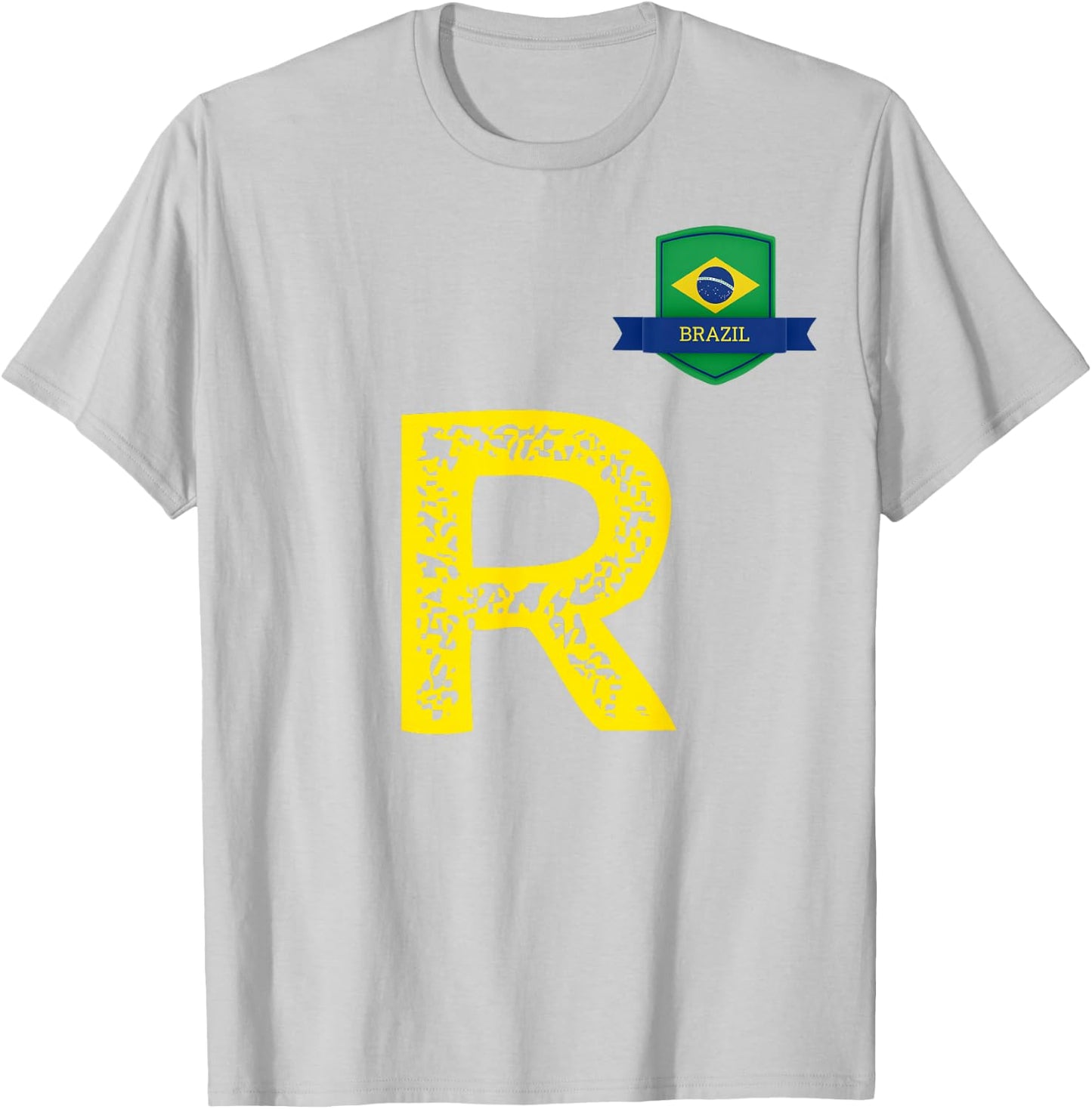 Brazil Human Flag Letter R Brazil T-Shirt - T-Shirt | Ash
