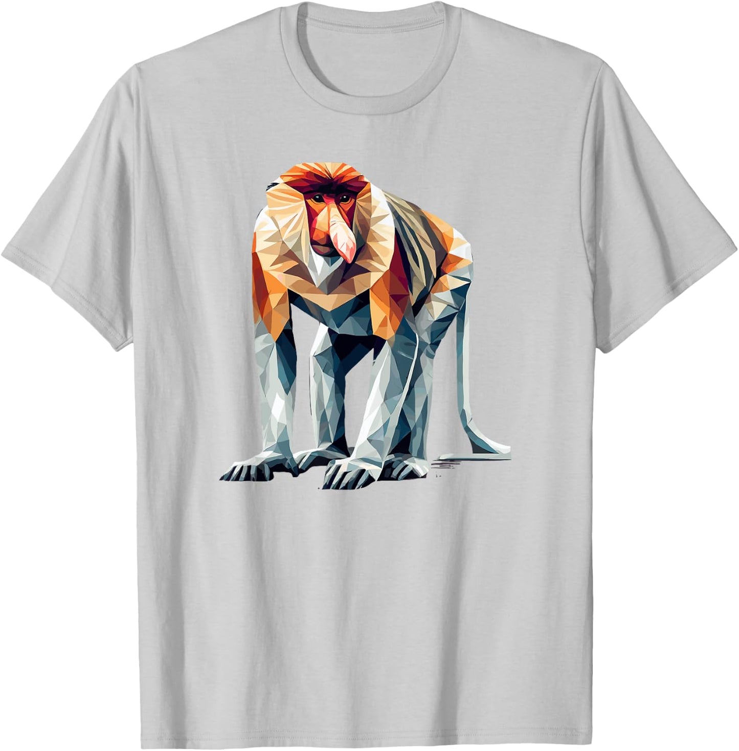 Geometric Art Proboscis Monkey Long-Nosed Monkey T-Shirt - T-Shirt | Ash
