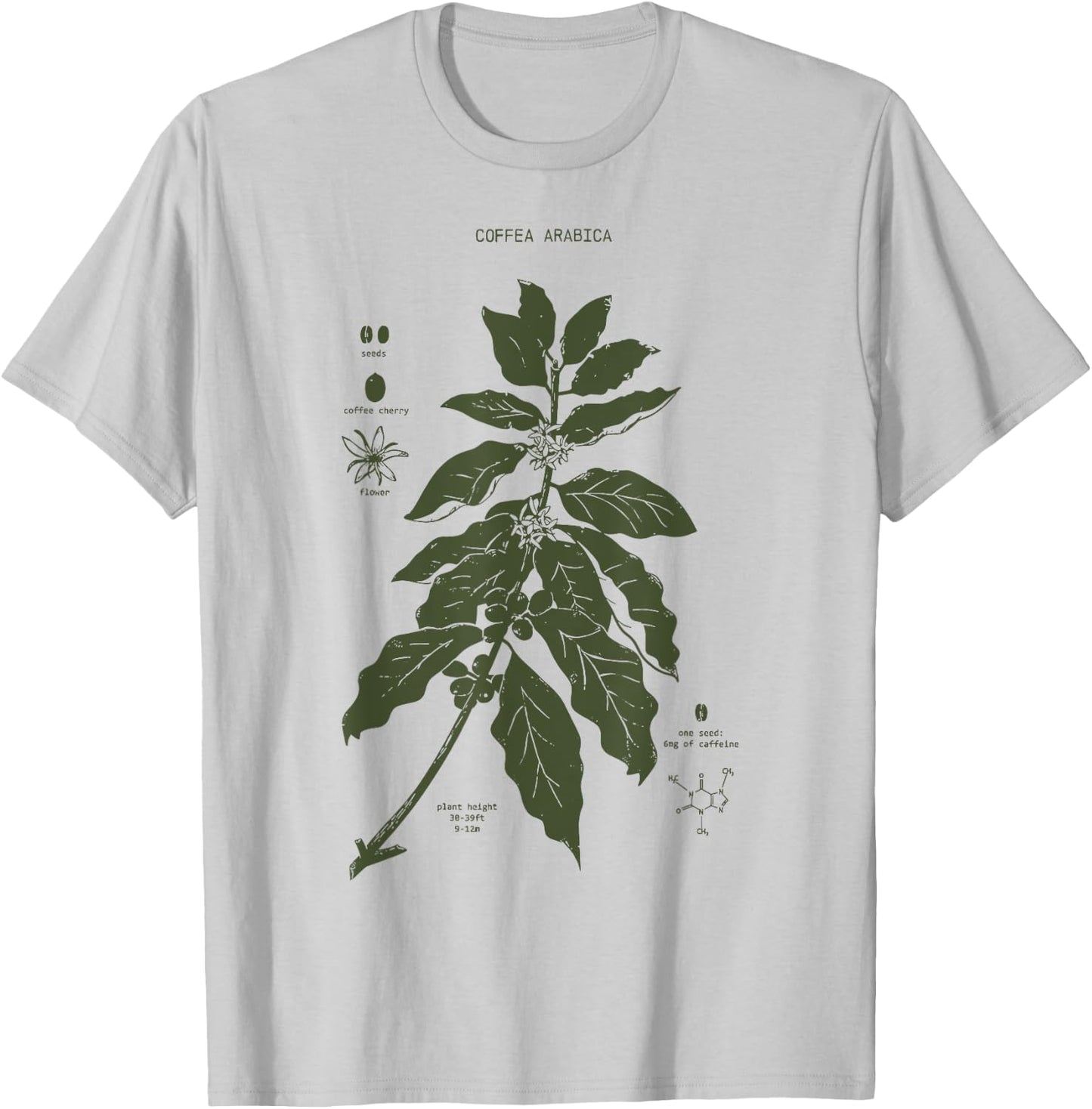 Vintage Coffee Plant Diagram Coffee Arabica Botanical T-Shirt - T-Shirt | Ash