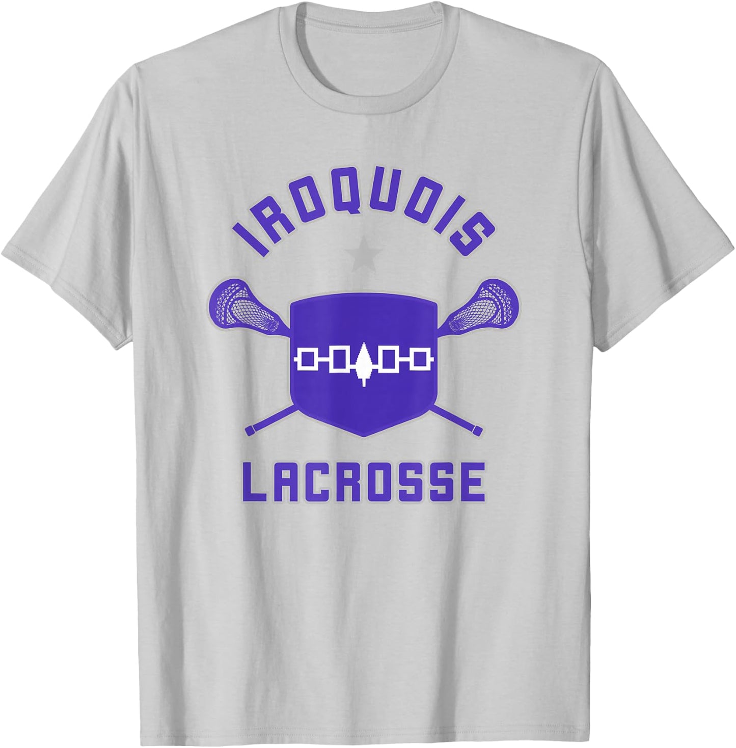 Iroquois Lacrosse Lax Sticks & Flag T-Shirt - T-Shirt | Ash