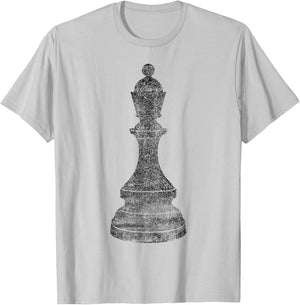 Distressed vintage Chess piece black Queen chess player game T-Shirt - T-Shirt | Ash