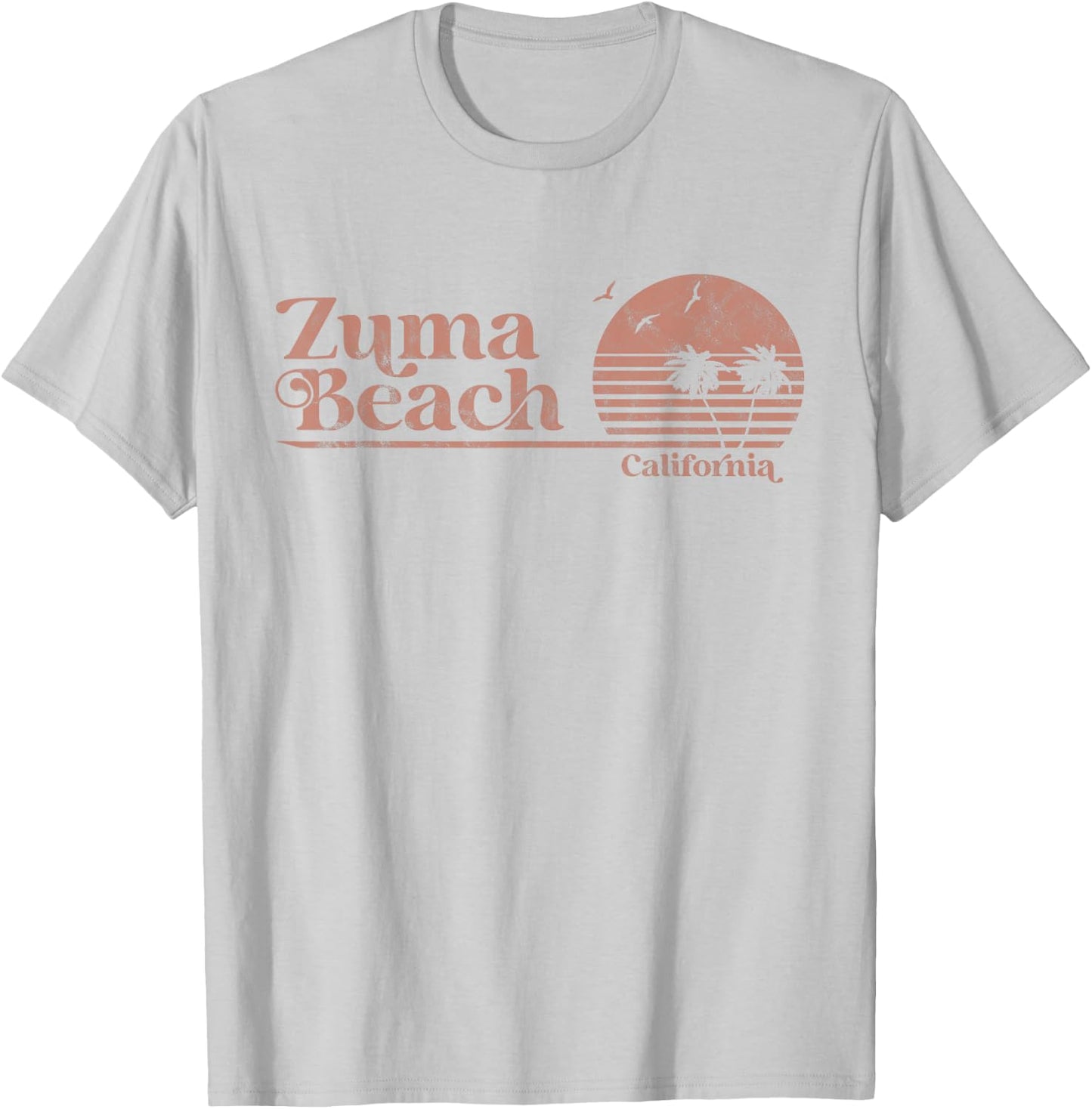 Vintage Zuma Beach California Palm Trees CA Retro T-Shirt - T-Shirt | Ash