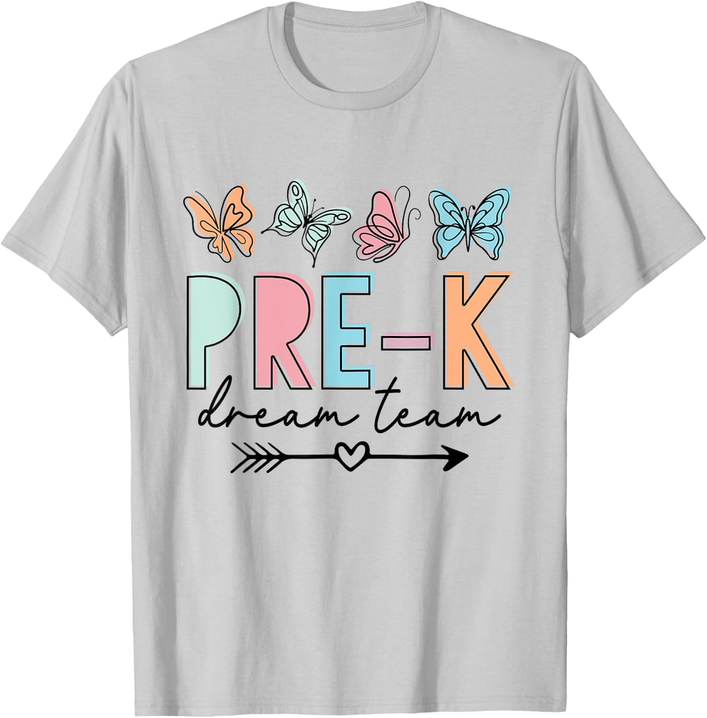 Pre-K Dream Team Butterfly Retro Back To School T-Shirt - T-Shirt | Ash