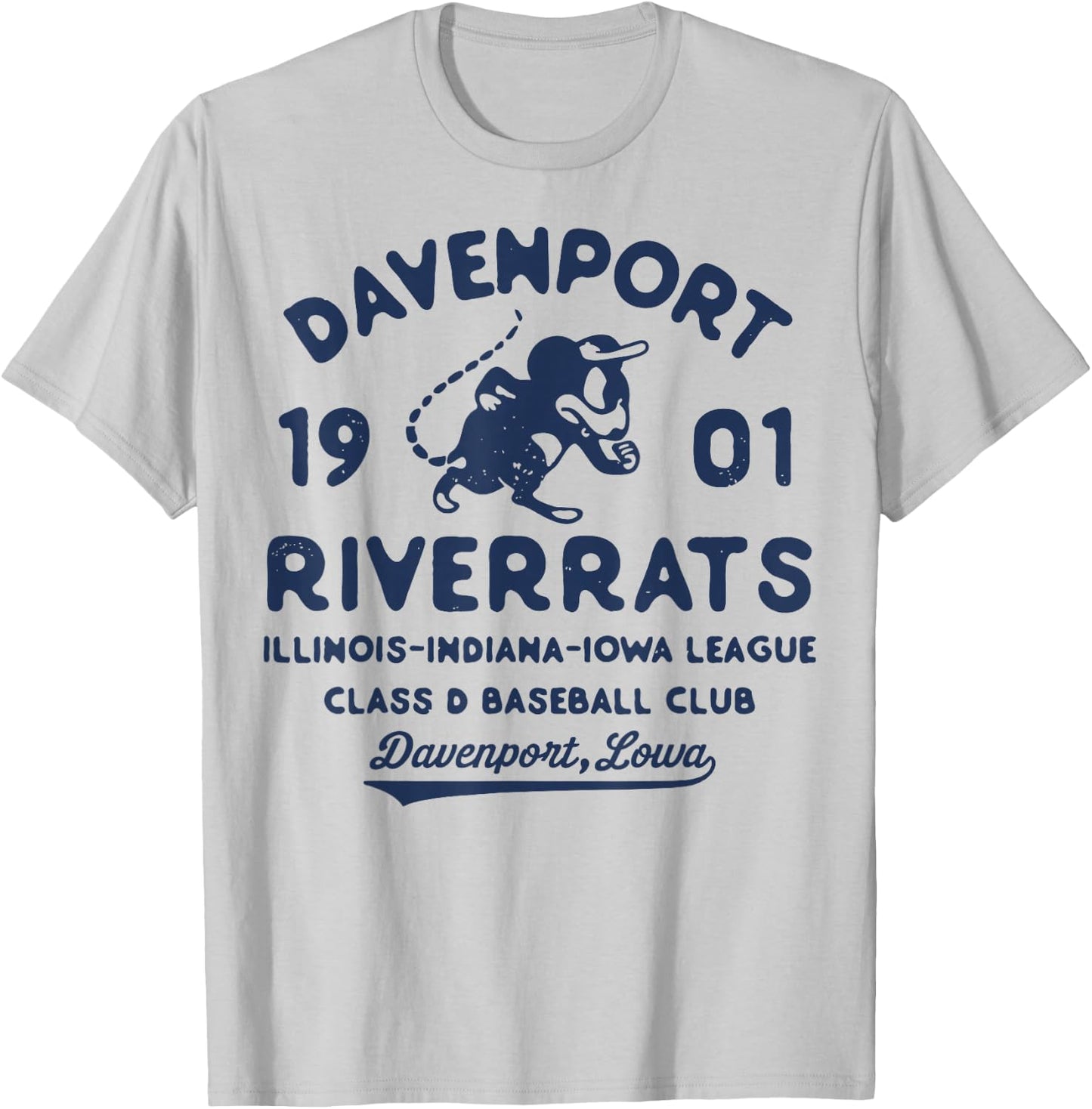 Davenport River Rats Iowa Vintage Defunct Baseball T-Shirt - T-Shirt | Ash