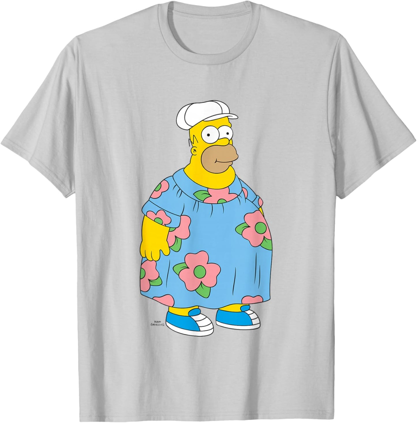 The Simpsons Iconic King Size Homer Muumuu Big Chest Logo T-Shirt - T-Shirt | Ash