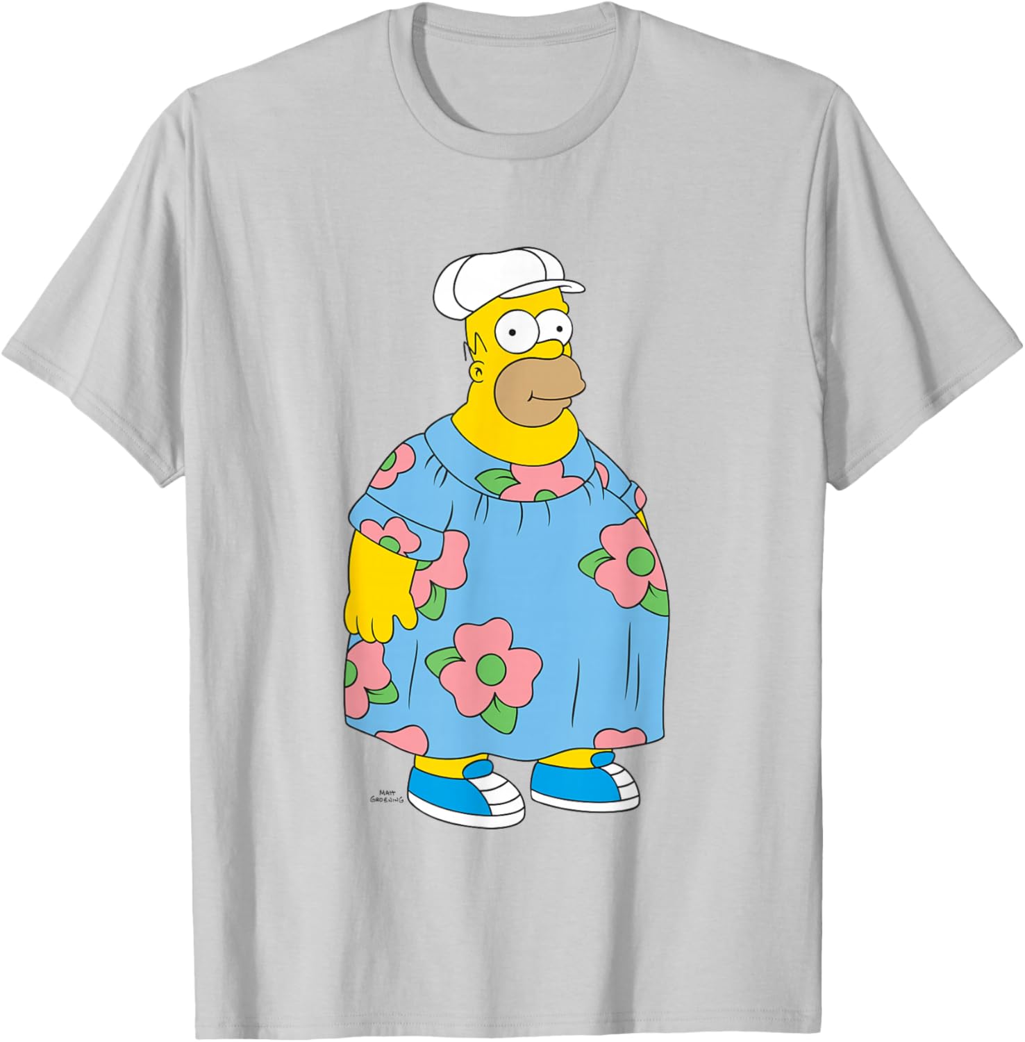 The Simpsons Iconic King Size Homer Muumuu Big Chest Logo T-Shirt - T-Shirt | Ash