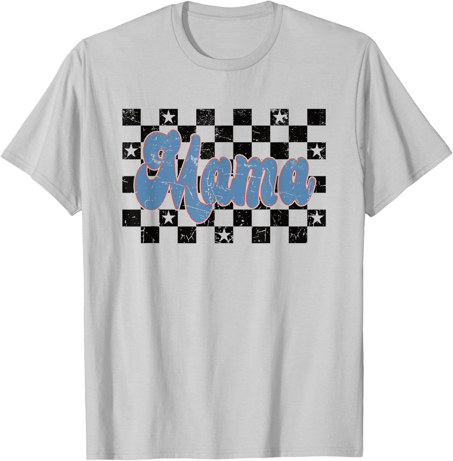 Checkered Mama Mom Mother Women Check Pattern Retro Vintage T-Shirt - T-Shirt | Ash